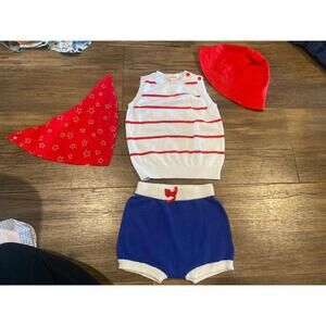 Cat and Jack Toddler Boys Patriotic Outfit with accessories sz 18m Like New